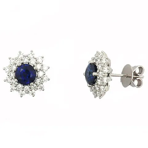 Shop IDC estore Earrings Sapphire and Diamond Fashion Stud Earrings