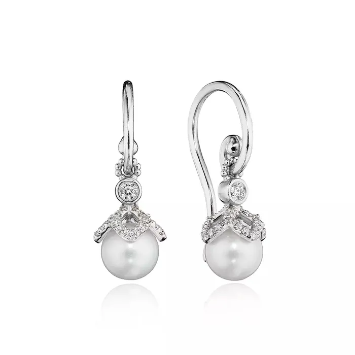 Shop IDC estore Earrings Verragio Reverie Petal Diamond Pearl Dangle Earring 18K Gold 045CTW Shop IDC estore Earrings Verragio Reverie Petal Diamond Pearl Dangle Earring 18K Gold 045CTW