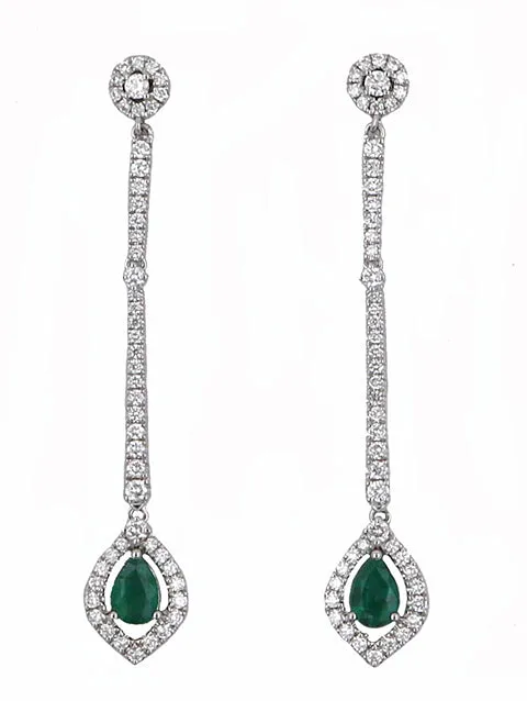 Shop IDC estore Emerald and Diamond Dangle Earrings Earrings