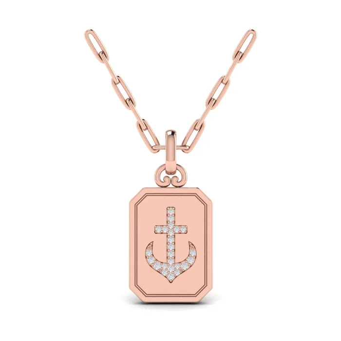 Shop IDC estore Necklaces Vlora Amuleta 14K Diamond Anchor Medallion Pendant Link Necklace 009CTW Shop IDC estore Necklaces Vlora Amuleta 14K Diamond Anchor Medallion Pendant Link Necklace 009CTW