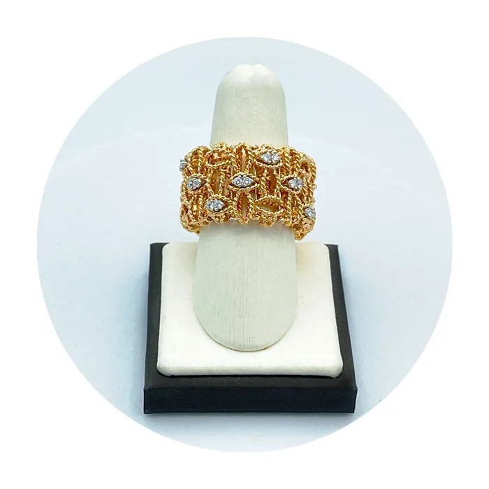 Shop IDC estore Rings Estate 18K Rose Gold Roberto Coin Mesh Diamond Ring 022CTW Shop IDC estore Rings Estate 18K Rose Gold Roberto Coin Mesh Diamond Ring 022CTW