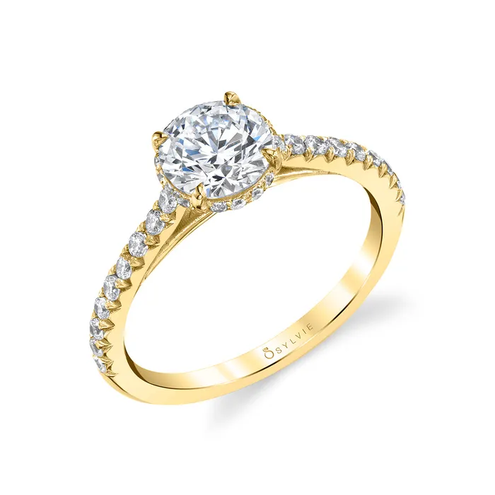Shop IDC estore Rings Sylvie Harmonie Round Classic Hidden Halo Engagement Ring Setting