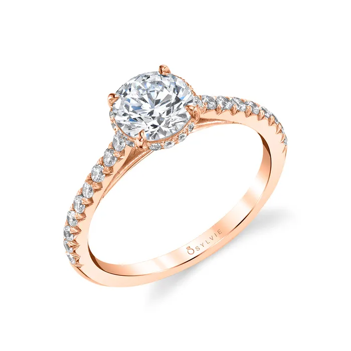 Shop IDC estore Rings Sylvie Harmonie Round Classic Hidden Halo Engagement Ring Setting