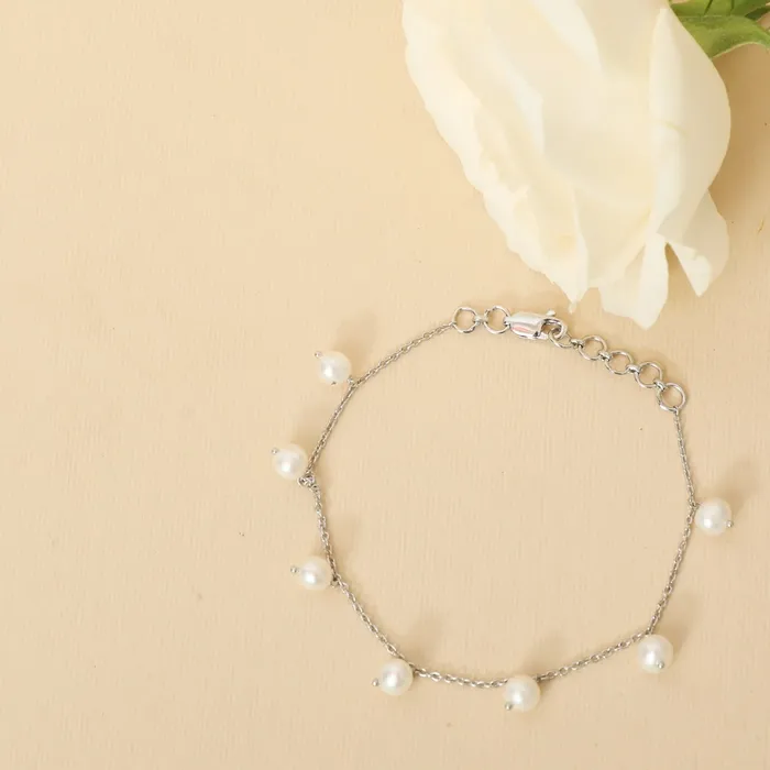 SILVER Bracelets Evelyn Pearl Chain Silver Bracelet