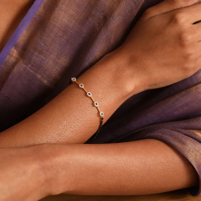 SILVER Bracelets Radiant Bar CZ Silver Mangalsutra Bracelet