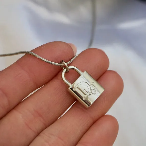 Silver Dior Lock Necklace Reluxe Vintage Necklaces