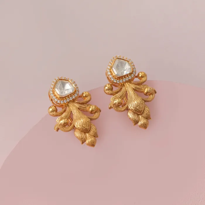 SILVER Earrings Baroque Moissanite Silver Delicate Earrings
