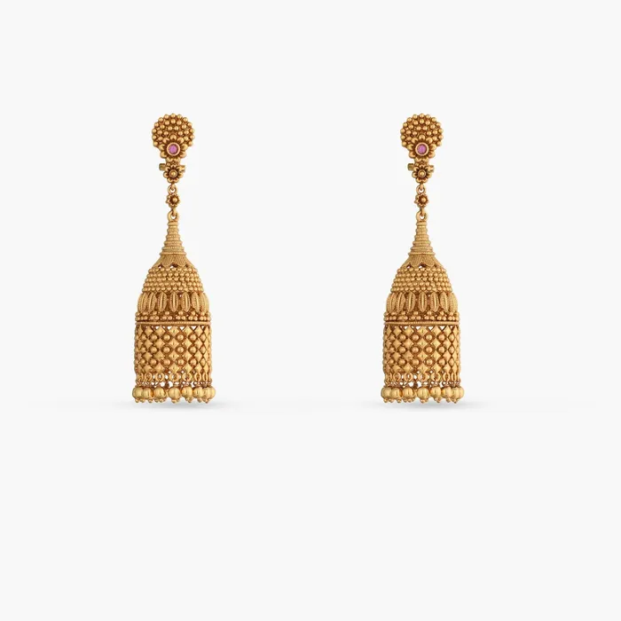 SILVER Earrings Swara Long Floral Silver Cylindrical Jhumka Earrings
