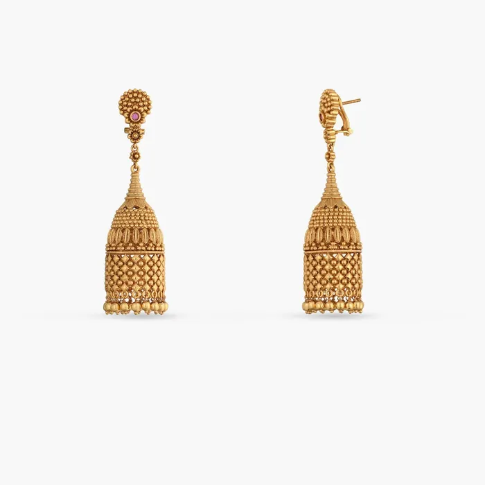 SILVER Earrings Swara Long Floral Silver Cylindrical Jhumka Earrings