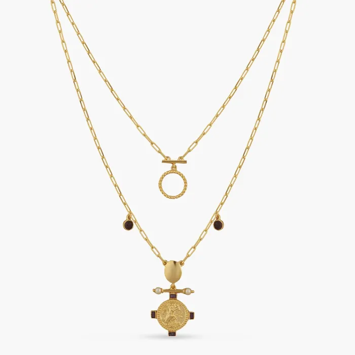 SILVER Necklaces Amethyst Aquarius Zodiac Layered Gold Plated Silver Necklace SILVER Necklaces Amethyst Aquarius Zodiac Layered Gold Plated Silver Necklace