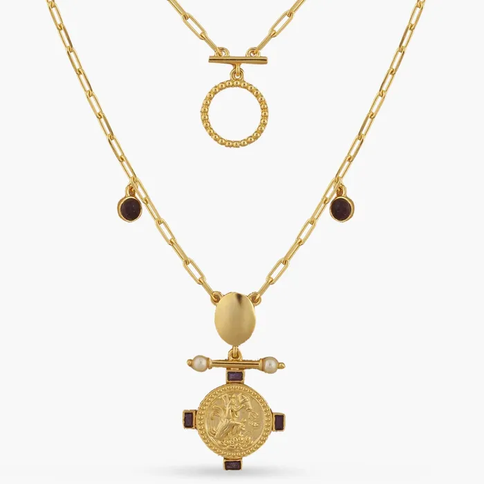 SILVER Necklaces Amethyst Aquarius Zodiac Layered Gold Plated Silver Necklace