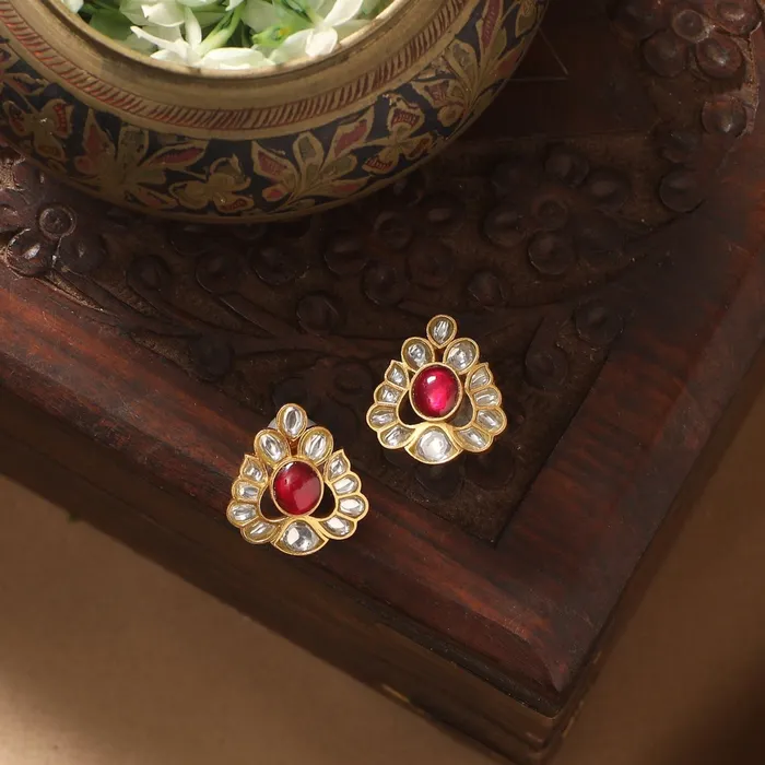 SILVER Phullati Jadau Silver Stud Earrings Earrings