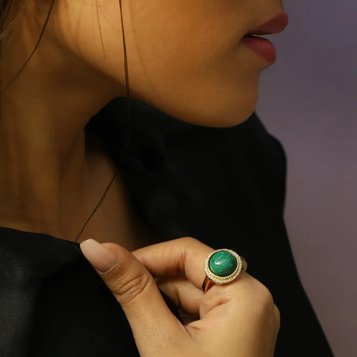 SILVER Rings Malachite Hoop Silver Finger Ring