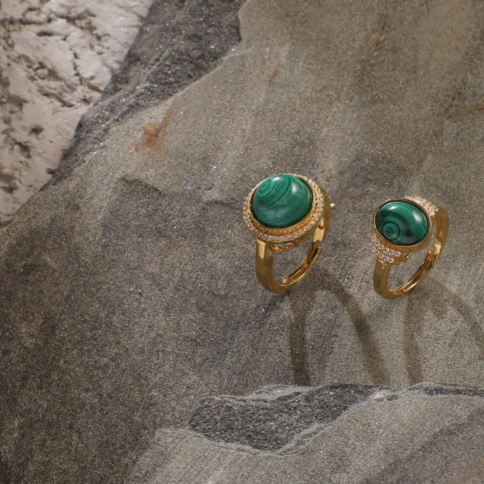 SILVER Rings Malachite Hoop Silver Finger Ring