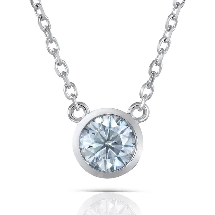 Slight Blue Stone Necklace Moissanite Platinum Plated Silver 1ct Luxus Moissanite Rings Jewelry Necklaces