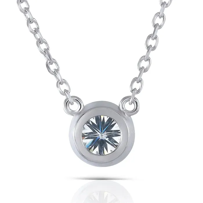 Slight Blue Stone Necklace Moissanite Platinum Plated Silver 1ct Luxus Moissanite Rings Jewelry Necklaces