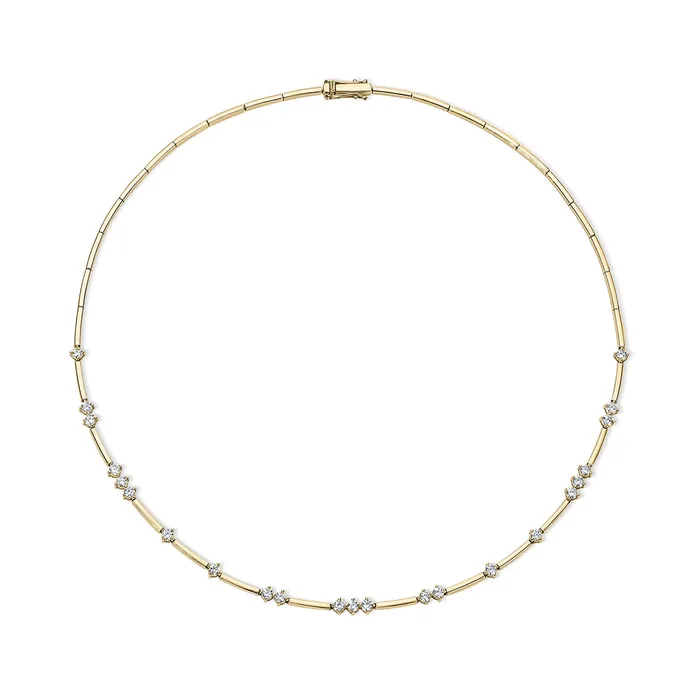 Stephanie Gottlieb Necklaces Alternating Diamond and Gold Bar Necklace