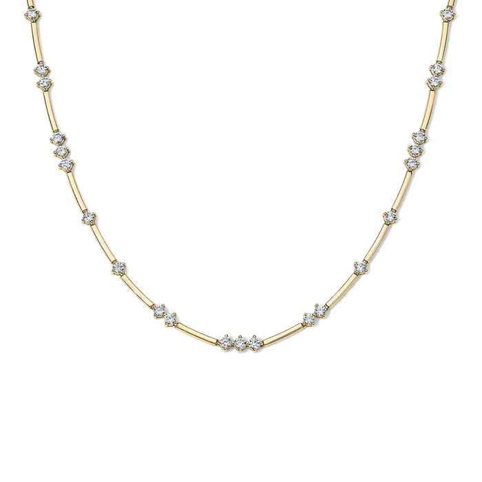 Stephanie Gottlieb Necklaces Alternating Diamond and Gold Bar Necklace