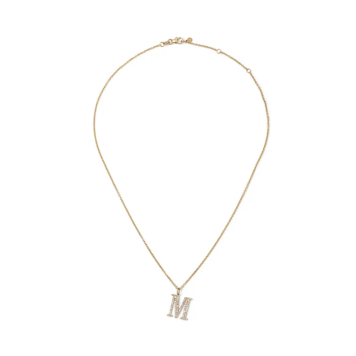 Sterling Silver Large Pave Initial Pendant SG Fashion Necklaces