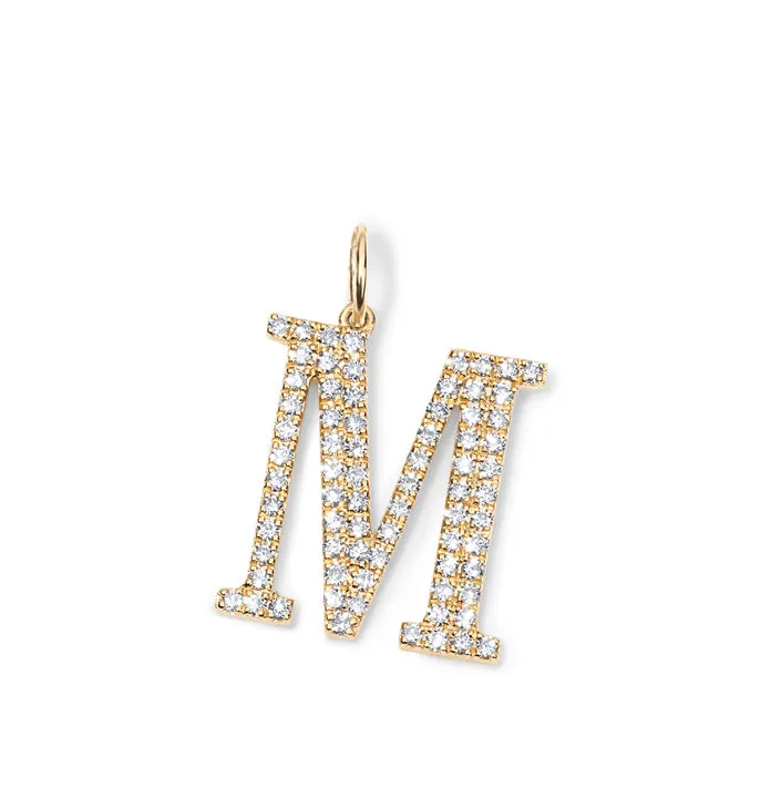 Sterling Silver Large Pave Initial Pendant SG Fashion Necklaces