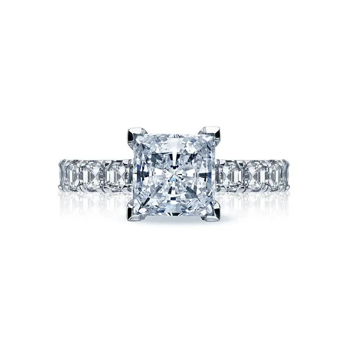 Tacori 18k White Gold Clean Crescent Princess Diamond Engagement Ring Setting 143 CTW International Diamond Center Rings Tacori 18k White Gold Clean Crescent Princess Diamond Engagement Ring Setting 143 CTW International Diamond Center Rings