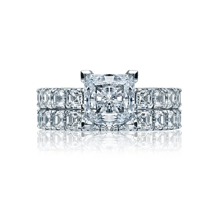 Tacori 18k White Gold Clean Crescent Princess Diamond Engagement Ring Setting 143 CTW International Diamond Center Rings Tacori 18k White Gold Clean Crescent Princess Diamond Engagement Ring Setting 143 CTW International Diamond Center Rings