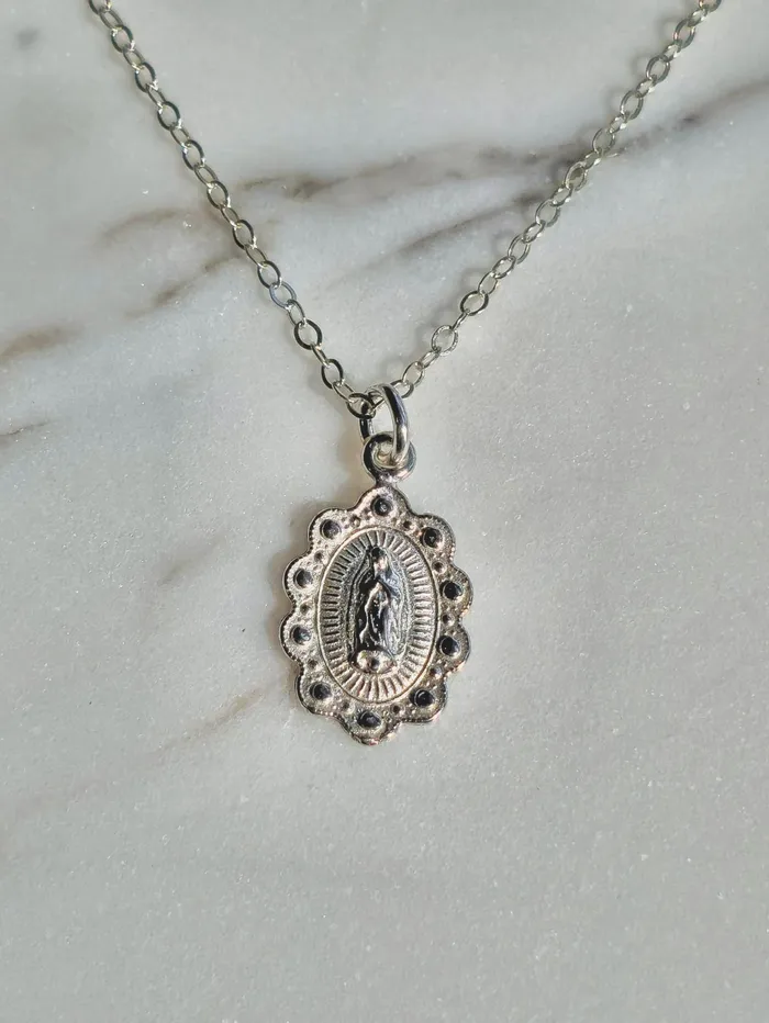 The Little Catholic Necklaces Our Lady of Guadalupe Necklace in Sterling Silver