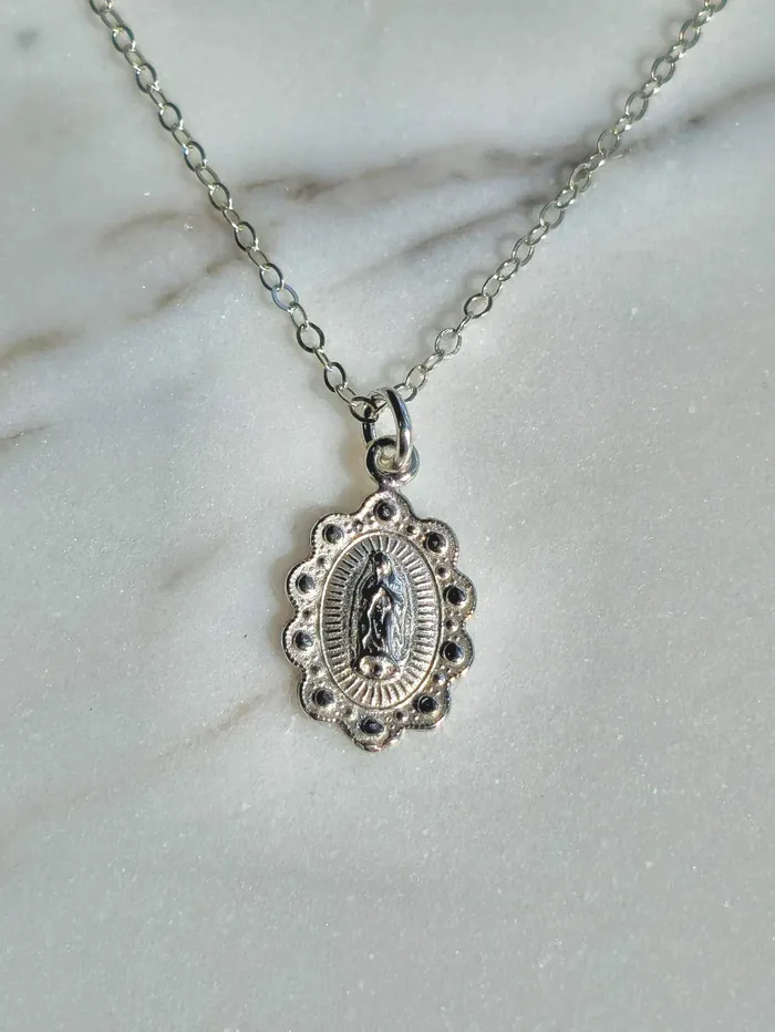 The Little Catholic Necklaces Our Lady of Guadalupe Necklace in Sterling Silver