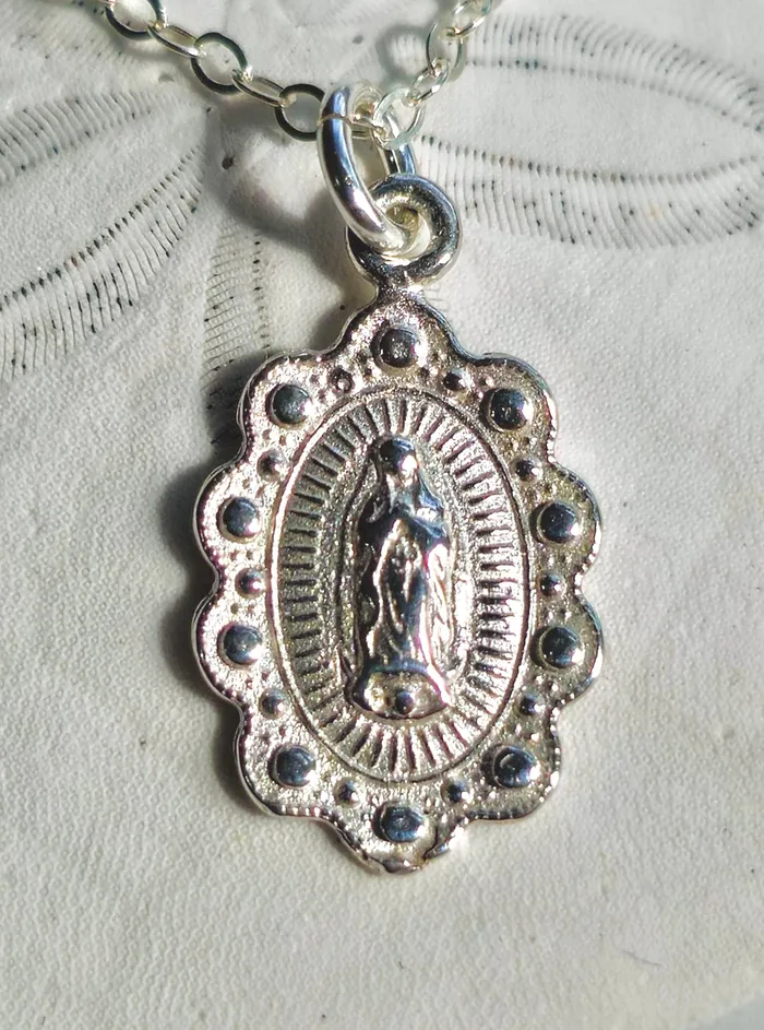 The Little Catholic Necklaces Our Lady of Guadalupe Necklace in Sterling Silver