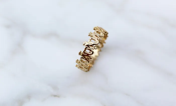 The Little Catholic Rings Maria Auspice Ring in 14K Gold