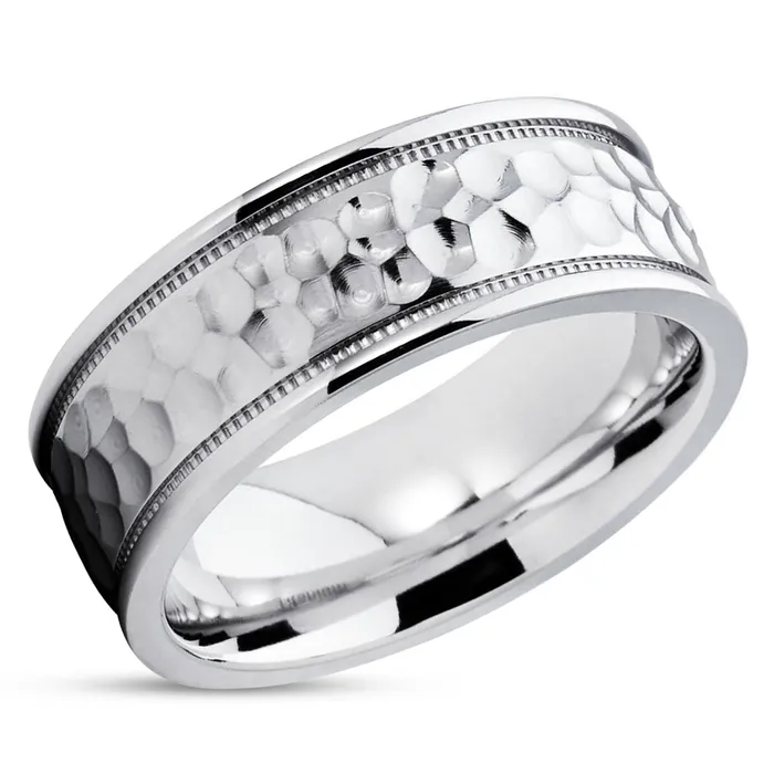 Titanium Wedding Band Hammered Ring Titanium Wedding Ring Handmade Clean Casting Jewelry Rings