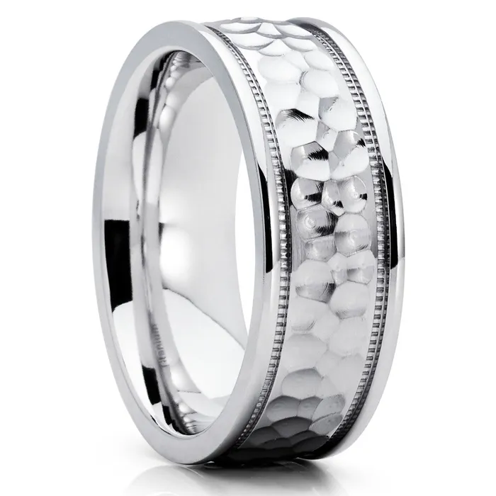 Titanium Wedding Band Hammered Ring Titanium Wedding Ring Handmade Clean Casting Jewelry Rings