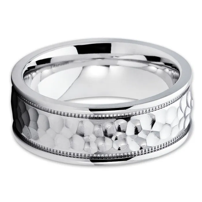 Titanium Wedding Band Hammered Ring Titanium Wedding Ring Handmade Clean Casting Jewelry Rings