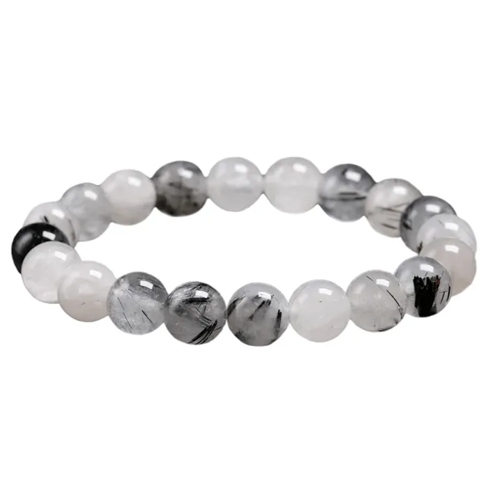 Tourmalinated Quartz Elastic Bead Bracelet Magic Crystals Bracelets
