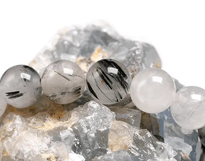 Tourmalinated Quartz Elastic Bead Bracelet Magic Crystals Bracelets