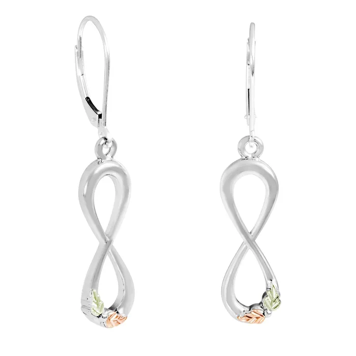 TR Jewelry Concepts Earrings Black Hills Gold Silver Infinity Leverback Earrings