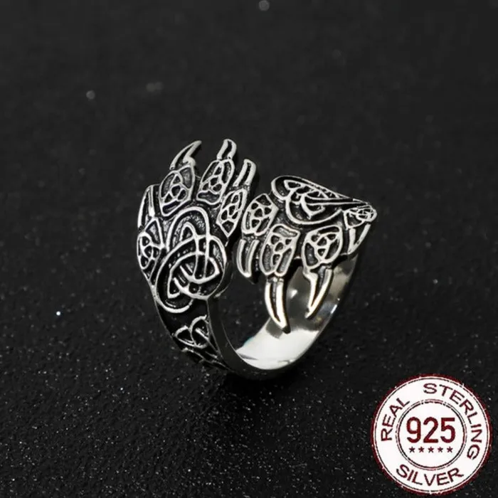 Valhalla Vikings Rings Sterling Silver Berserker Claw Viking Ring