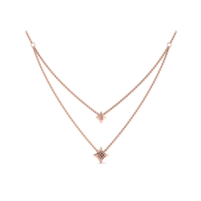 Vlora Estrella 14K Two Row Diamond Vlora Star Pendant Necklace 033CTW Shop IDC estore Necklaces