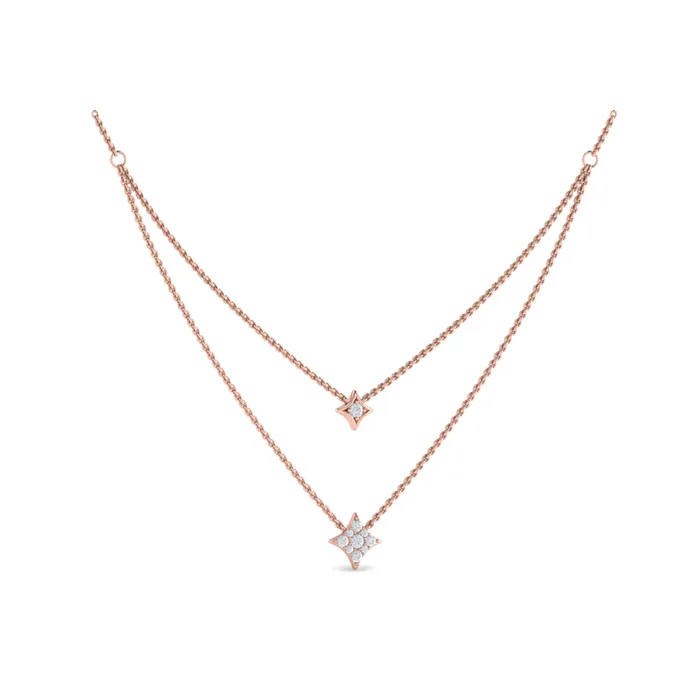 Vlora Estrella 14K Two Row Diamond Vlora Star Pendant Necklace 033CTW Shop IDC estore Necklaces