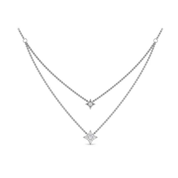 Vlora Estrella 14K Two Row Diamond Vlora Star Pendant Necklace 033CTW Shop IDC estore Necklaces
