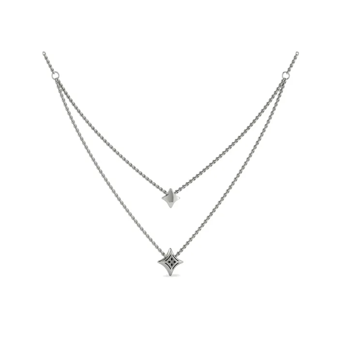 Vlora Estrella 14K Two Row Diamond Vlora Star Pendant Necklace 033CTW Shop IDC estore Necklaces