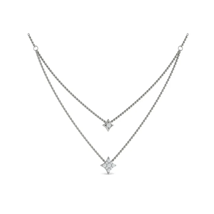 Vlora Estrella 14K Two Row Diamond Vlora Star Pendant Necklace 033CTW Shop IDC estore Necklaces