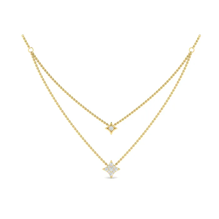 Vlora Estrella 14K Two Row Diamond Vlora Star Pendant Necklace 033CTW Shop IDC estore Necklaces