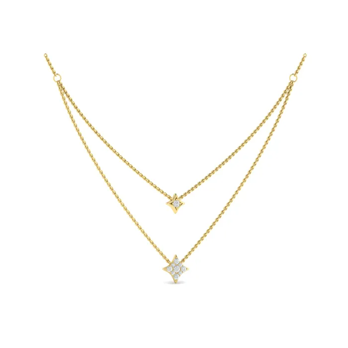 Vlora Estrella 14K Two Row Diamond Vlora Star Pendant Necklace 033CTW Shop IDC estore Necklaces