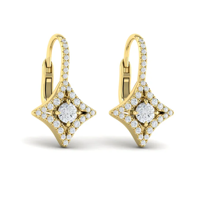 Vlora Estrella14K Diamond Vlora Star with Diamond Centerstone Huggie Earrings 079CTW Shop IDC estore Earrings