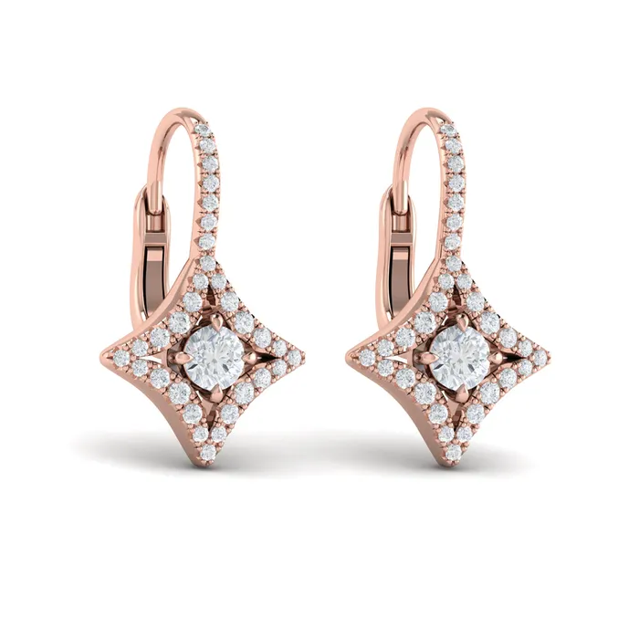 Vlora Estrella14K Diamond Vlora Star with Diamond Centerstone Huggie Earrings 079CTW Shop IDC estore Earrings
