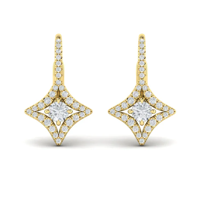 Vlora Estrella14K Diamond Vlora Star with Diamond Centerstone Huggie Earrings 079CTW Shop IDC estore Earrings